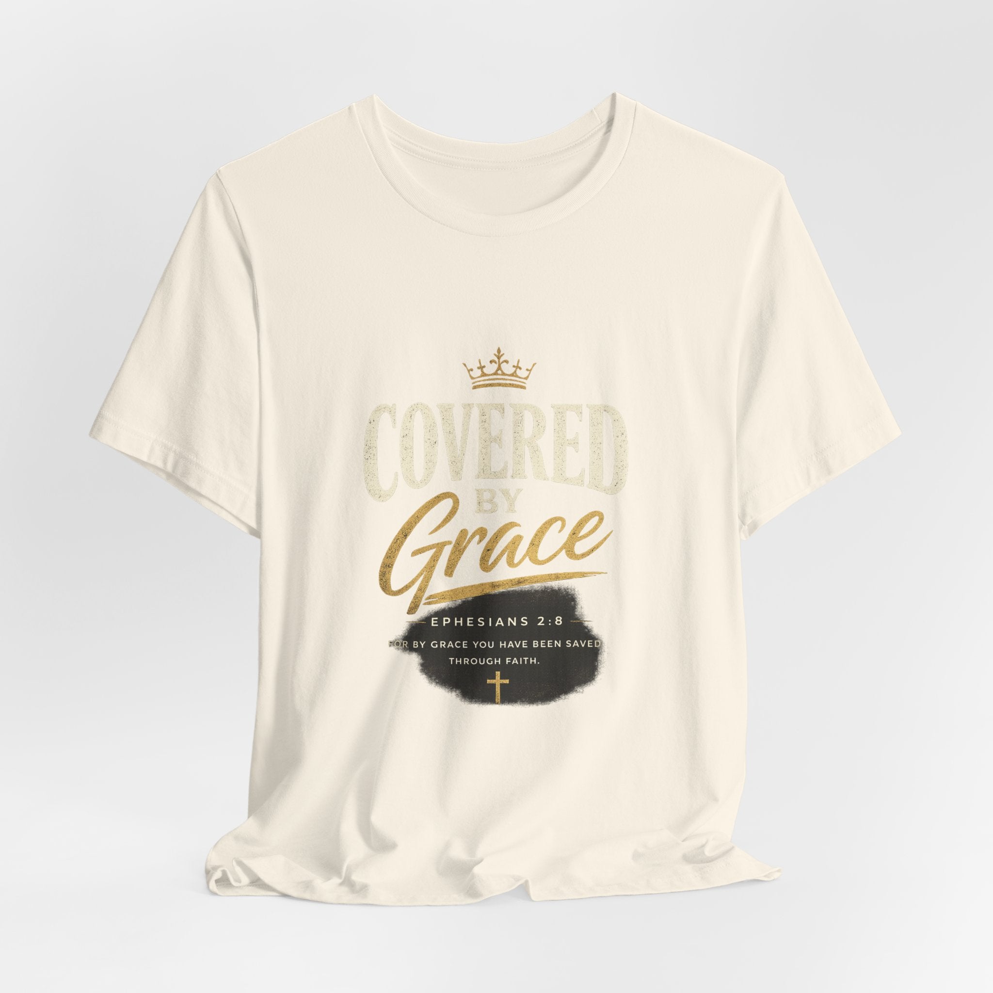 Covered Grace T-Shirt — Christian Faith Tee with 'Covered in Grace' Scripture Design