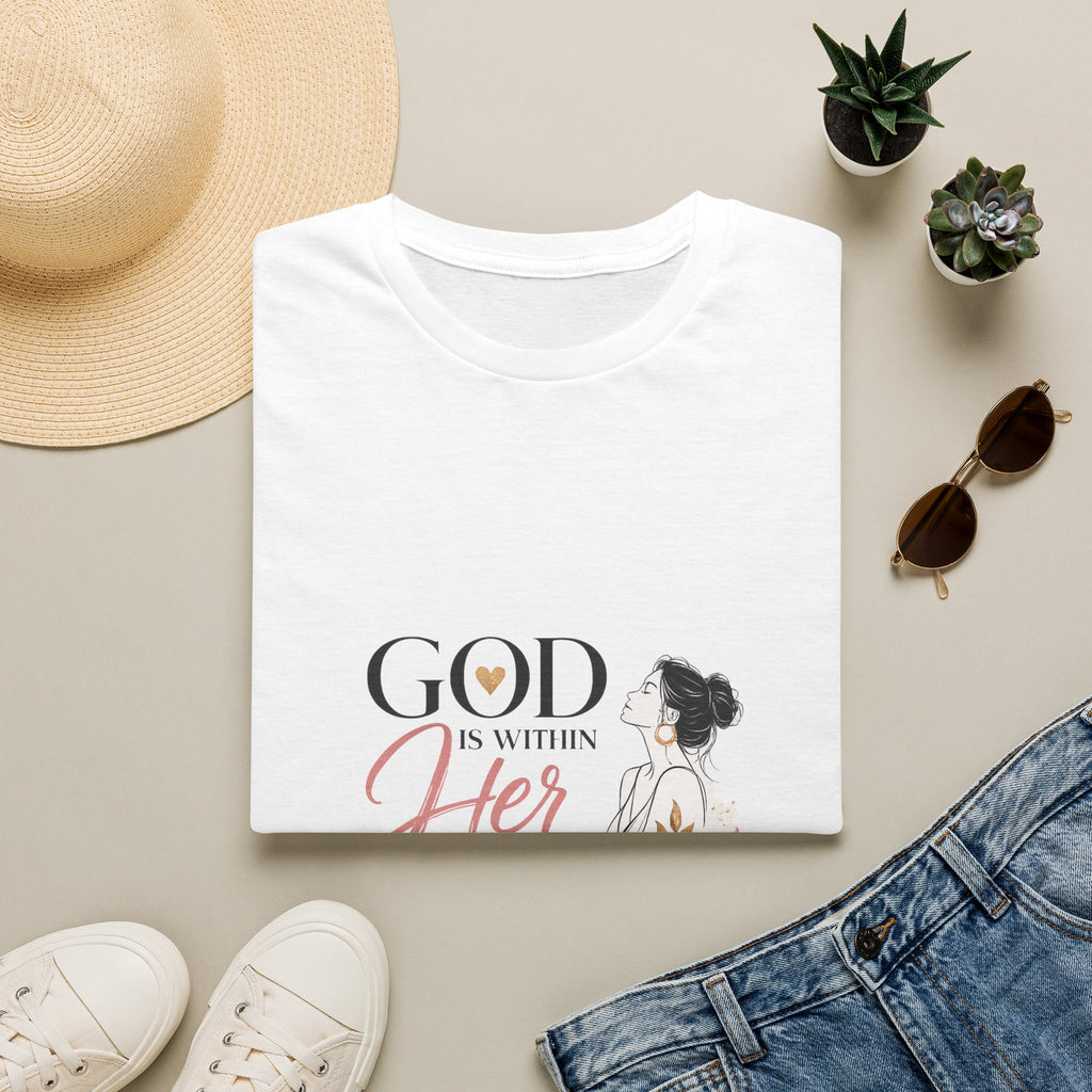 God Is Within Her T-Shirt — Inspirational Christian Women’s Faith Tee