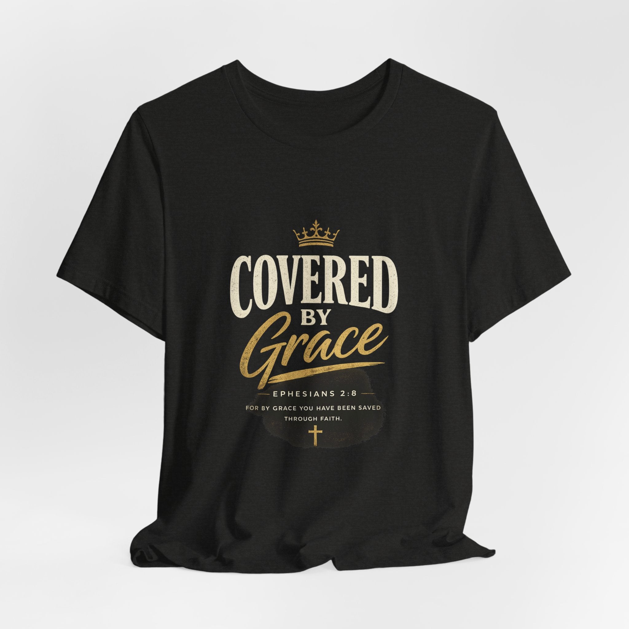 Covered Grace T-Shirt — Christian Faith Tee with 'Covered in Grace' Scripture Design
