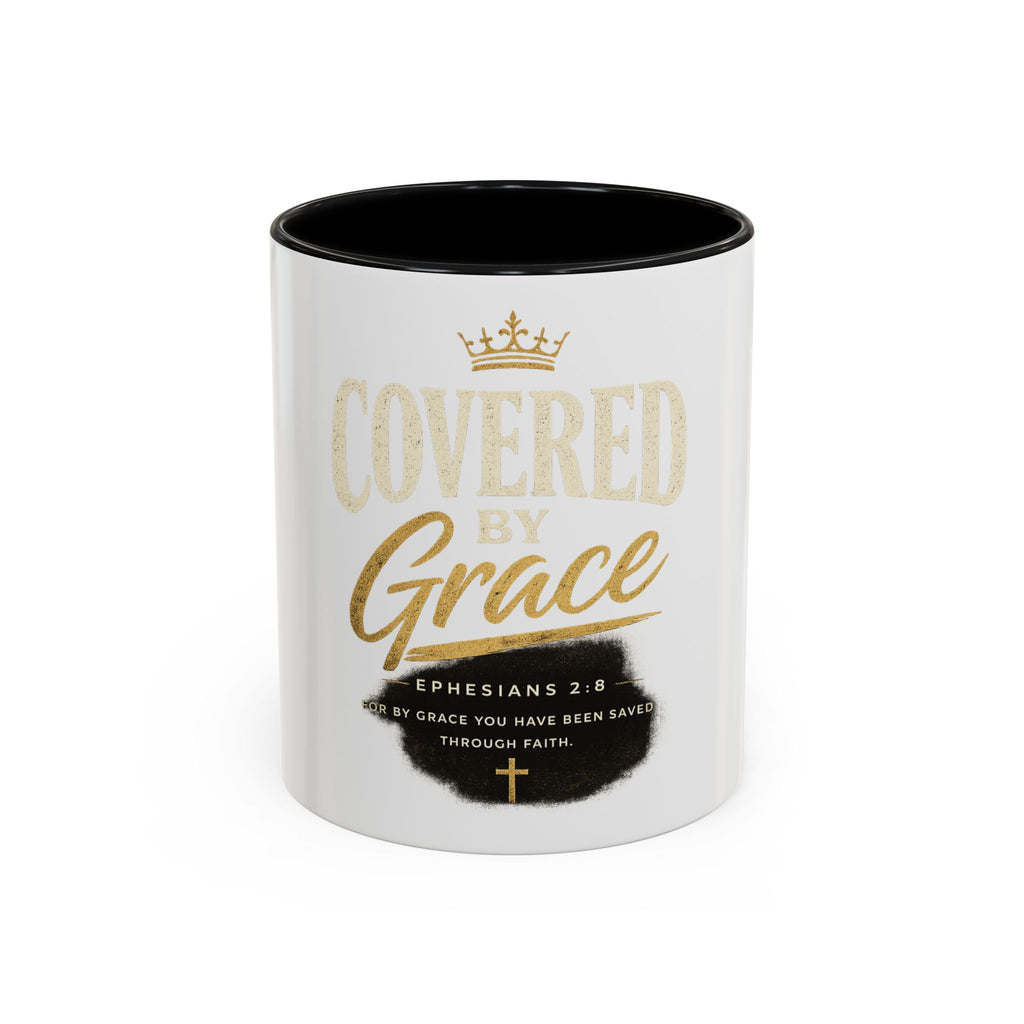 Covered By Grace Ceramic Coffee Mug — Ephesians 2:8 Inspirational Gift